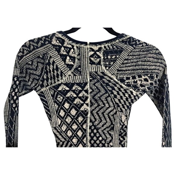 Free People Geometric Black & White Knit Long Sleeve Top Size M - Picture 6 of 9